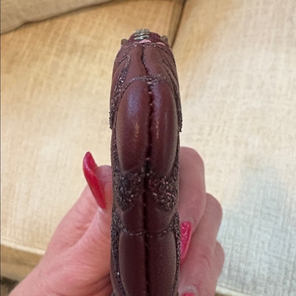 Coach Maroon Poppy Embossed Wristlet - Picture 3 of 7